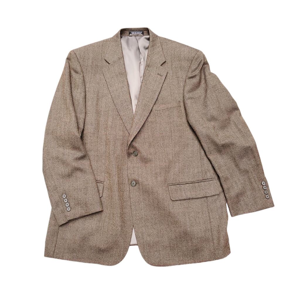 Vintage Bert Pulitzer Brown Tweed Wool Lambsool Jacket Blazer Sport Coat Sz 44R